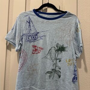 Anthropology Pilcro Stamp Printed Tee with Botanical Nautical Graphic Tee